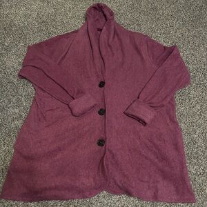 New Cuddl Duds Fleecewear Stretch Button Up Long Sleeve Cardigan Thumb Holes L